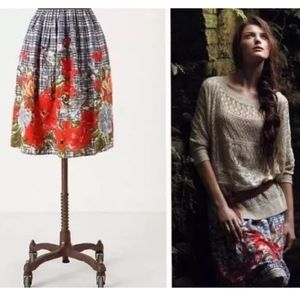 Anthropologie Floral watercolor skirt